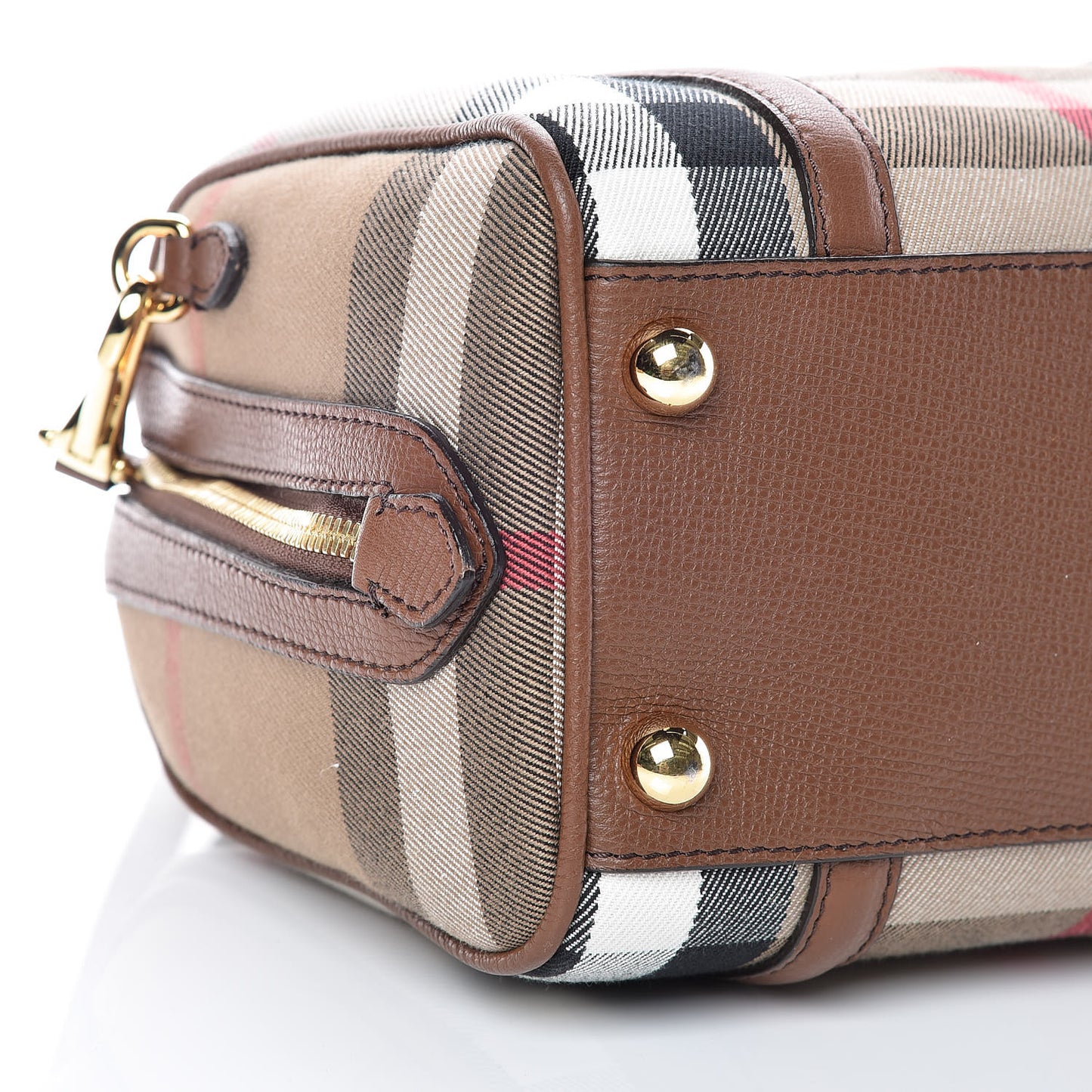 House Check Derby Calfskin Small Alchester Bowling Bag Tan