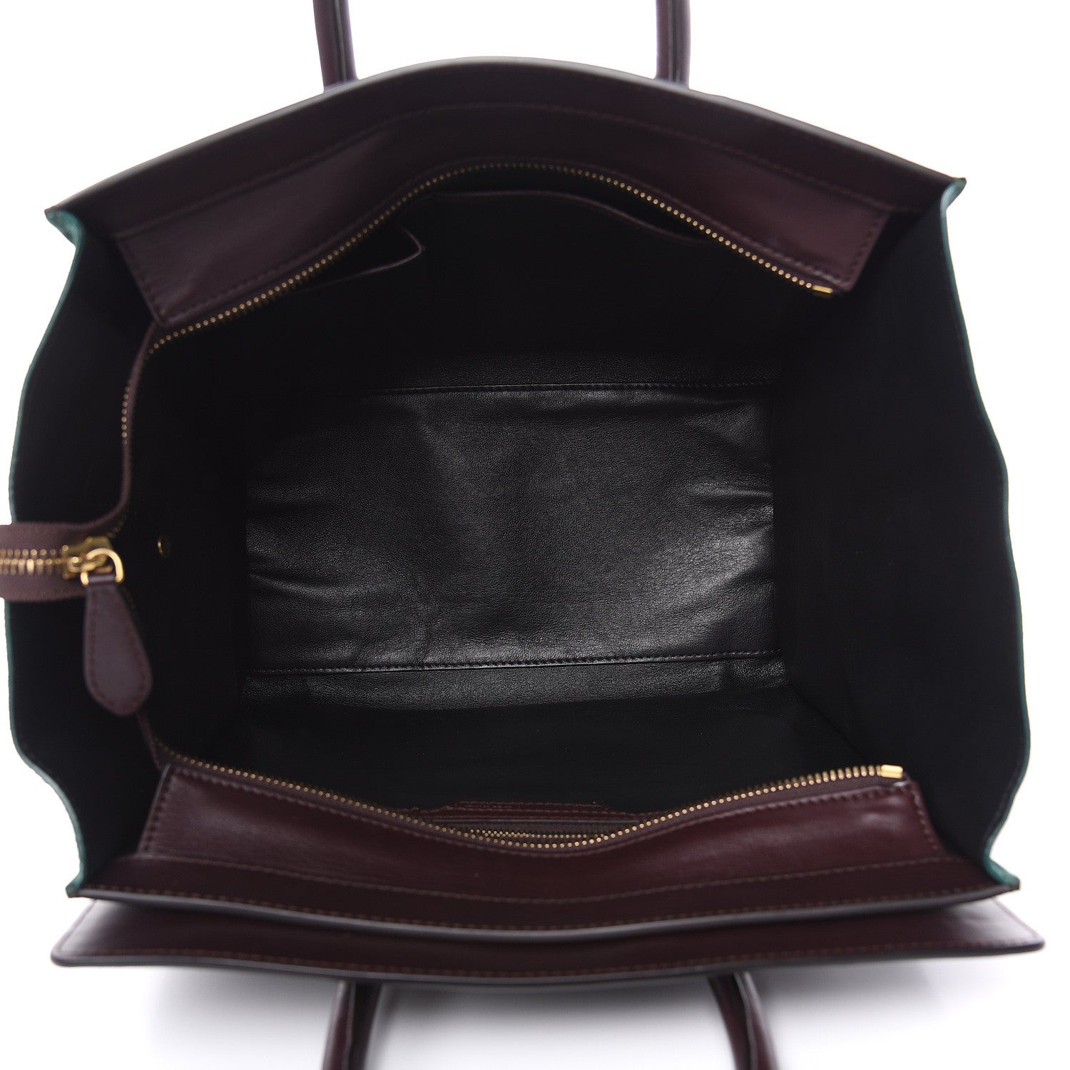 Celine Satin Calfskin Suede Mini Tri-Color Luggage Burgundy 5 of 13