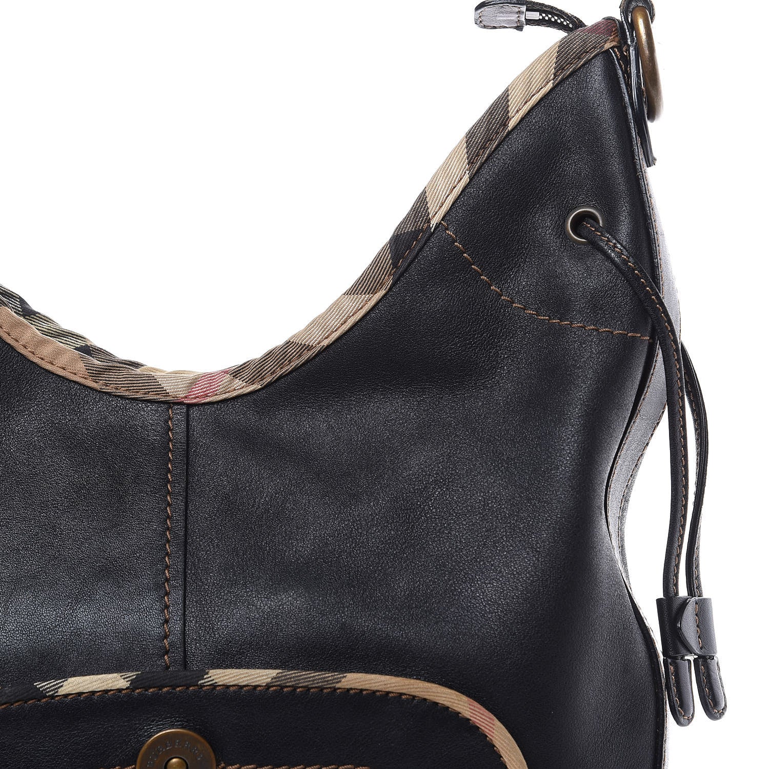 Burberry Calfskin Check Hobo Brown 14 of 14