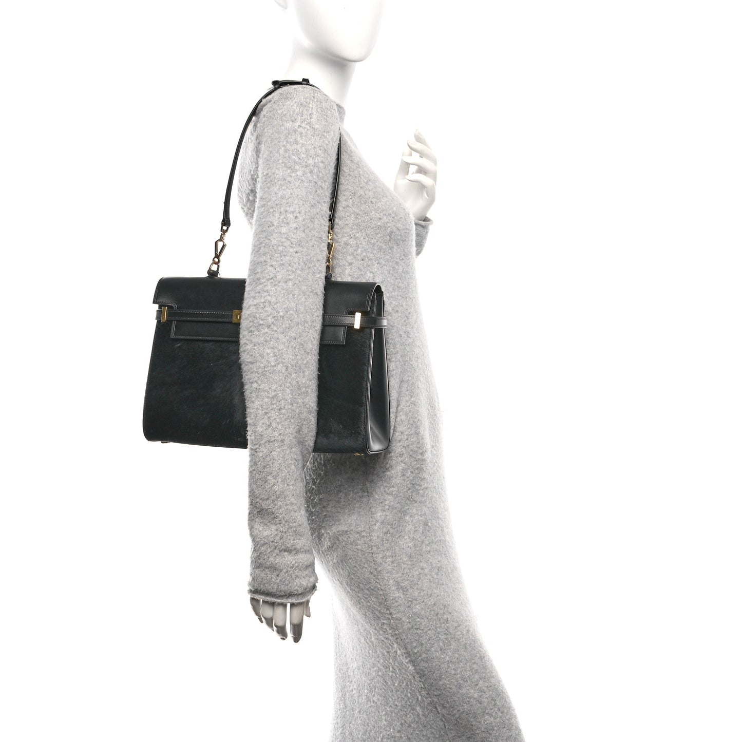 Pony Hair Calfskin Manhattan Top Handle Black