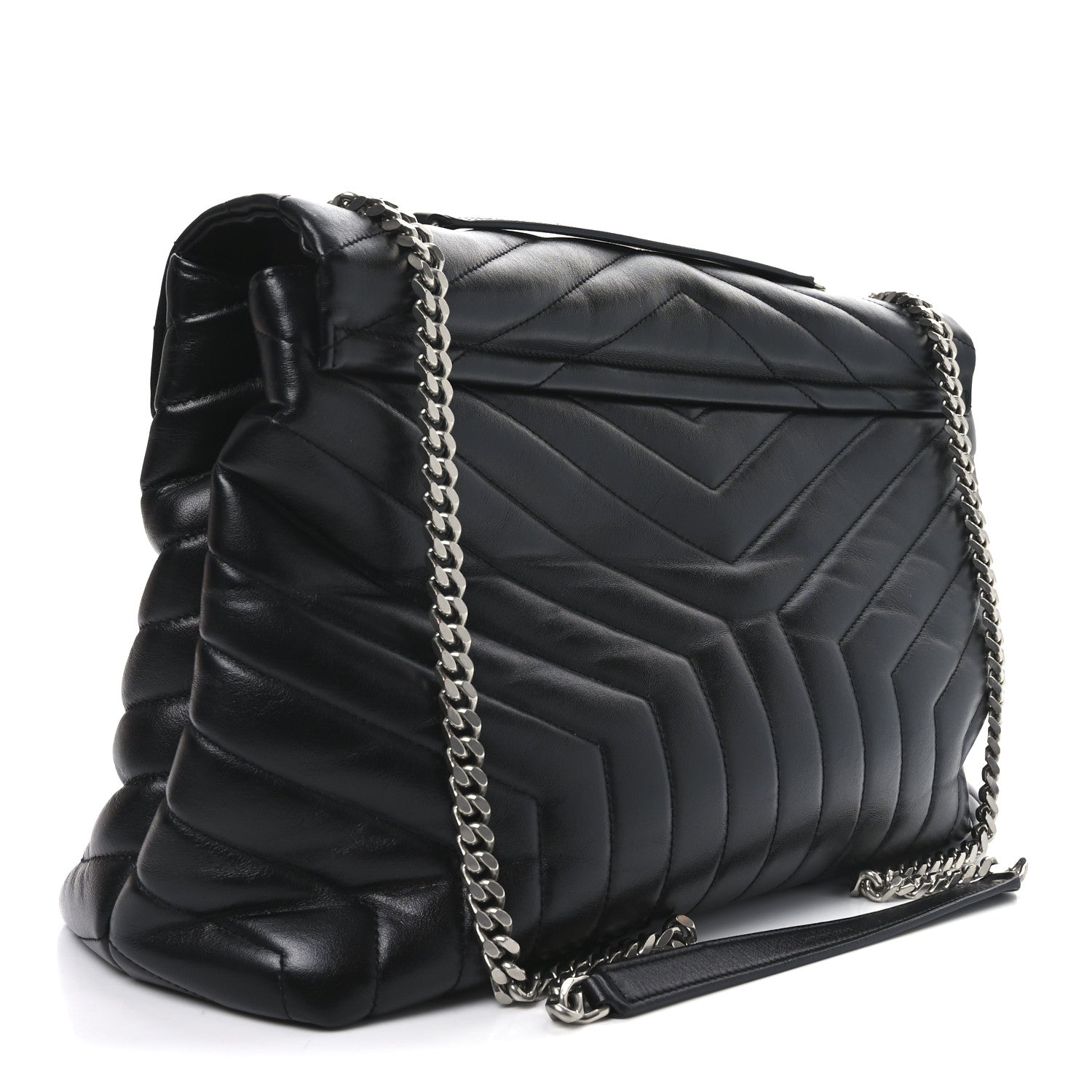 Saint Laurent Calfskin Y Quilted Monogram Large Loulou Chain Satchel Black 3 of 10