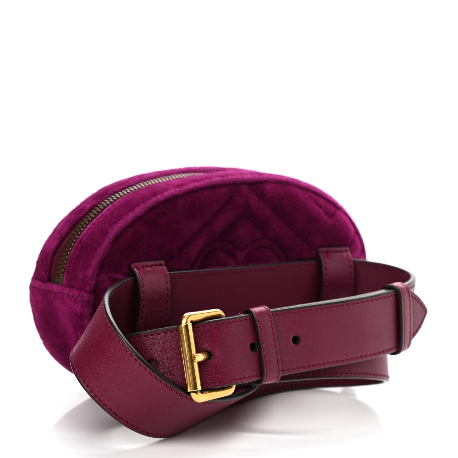 Gucci Velvet Matelasse GG Marmont Belt Bag 85 34 Fuchsia Violet Cyclamen 2 of 9