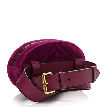 Gucci Velvet Matelasse GG Marmont Belt Bag 85 34 Fuchsia Violet Cyclamen 2 of 9