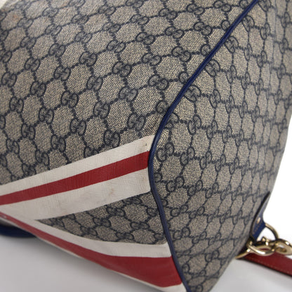 Gucci GG Plus Monogram Large Sloaney Union Jack British Flag Boston Duffle Tote Blue 11 of 24