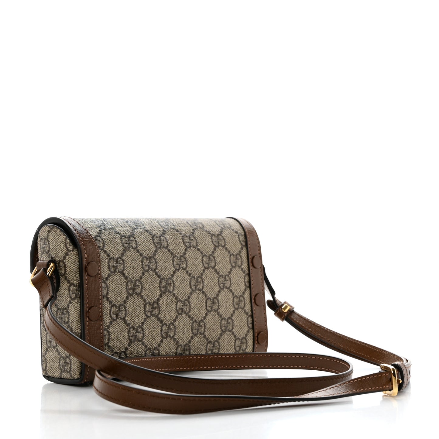 GG Supreme Monogram Mini Horsebit 1955 Shoulder Bag Beige Brown Sugar