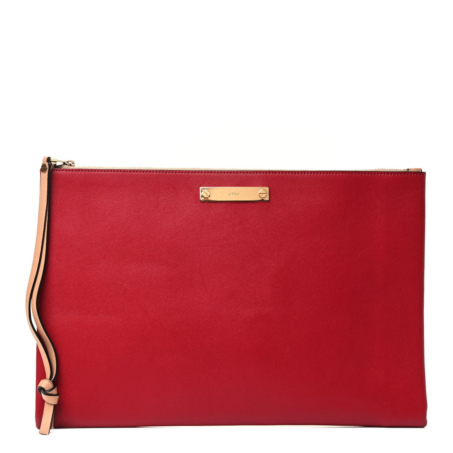 Calfskin Wristlet Pouch Red
