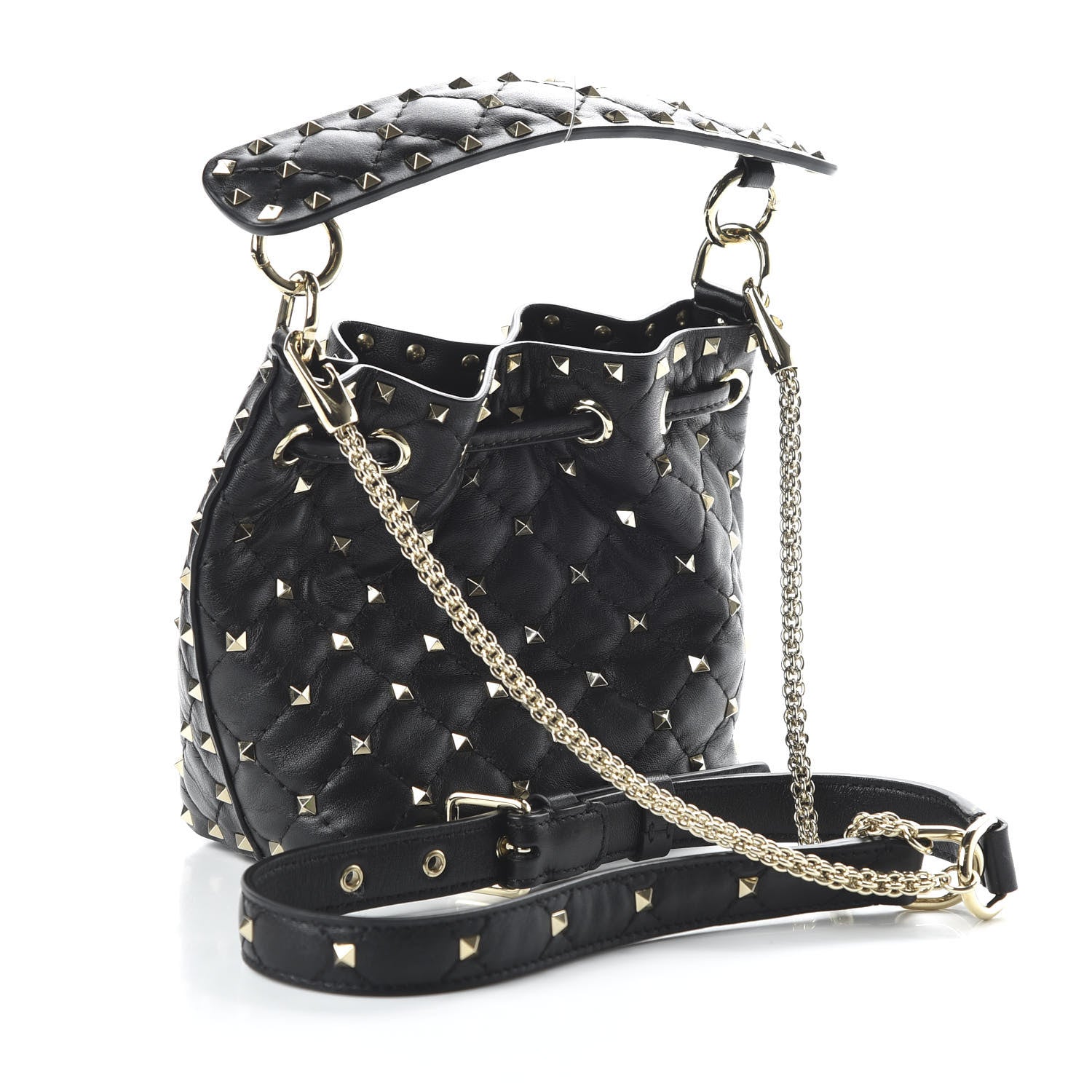 Valentino Garavani Nappa Mini Rockstud Spike Bucket Bag Black 2 of 8