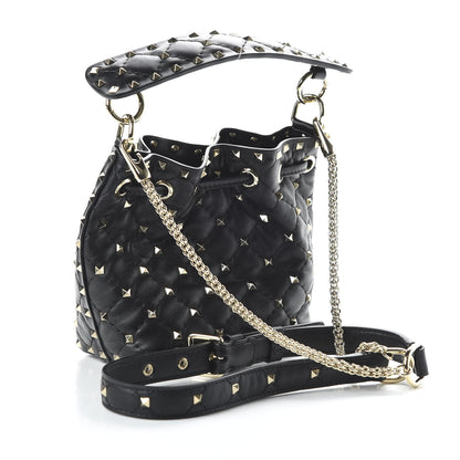 Valentino Garavani Nappa Mini Rockstud Spike Bucket Bag Black 2 of 8