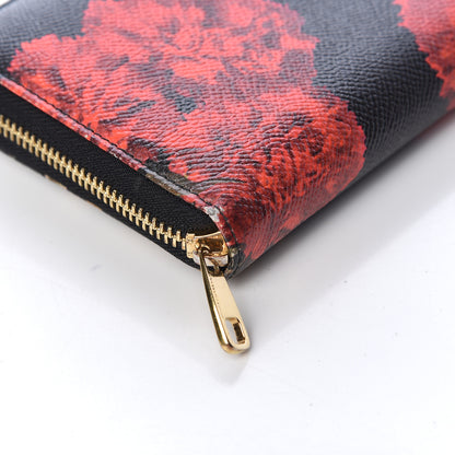 Dolce & Gabbana Dauphine Floral Print Zip Around Wallet Red Black 8 of 10