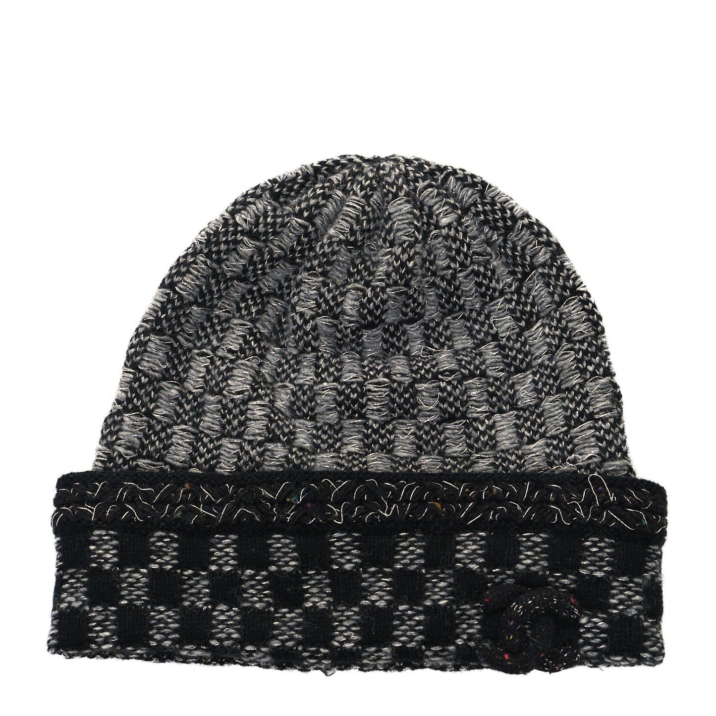 Cashmere Blend CC Beanie Hat Grey Black