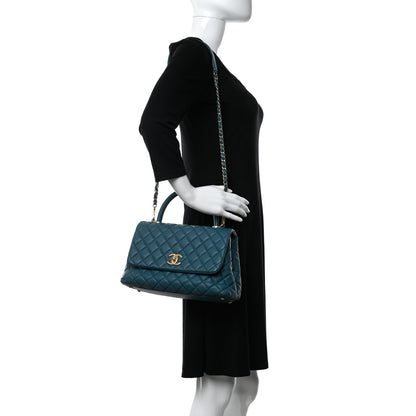Chanel Caviar Quilted Small Coco Handle Flap Dark Turqouise 2 of 11