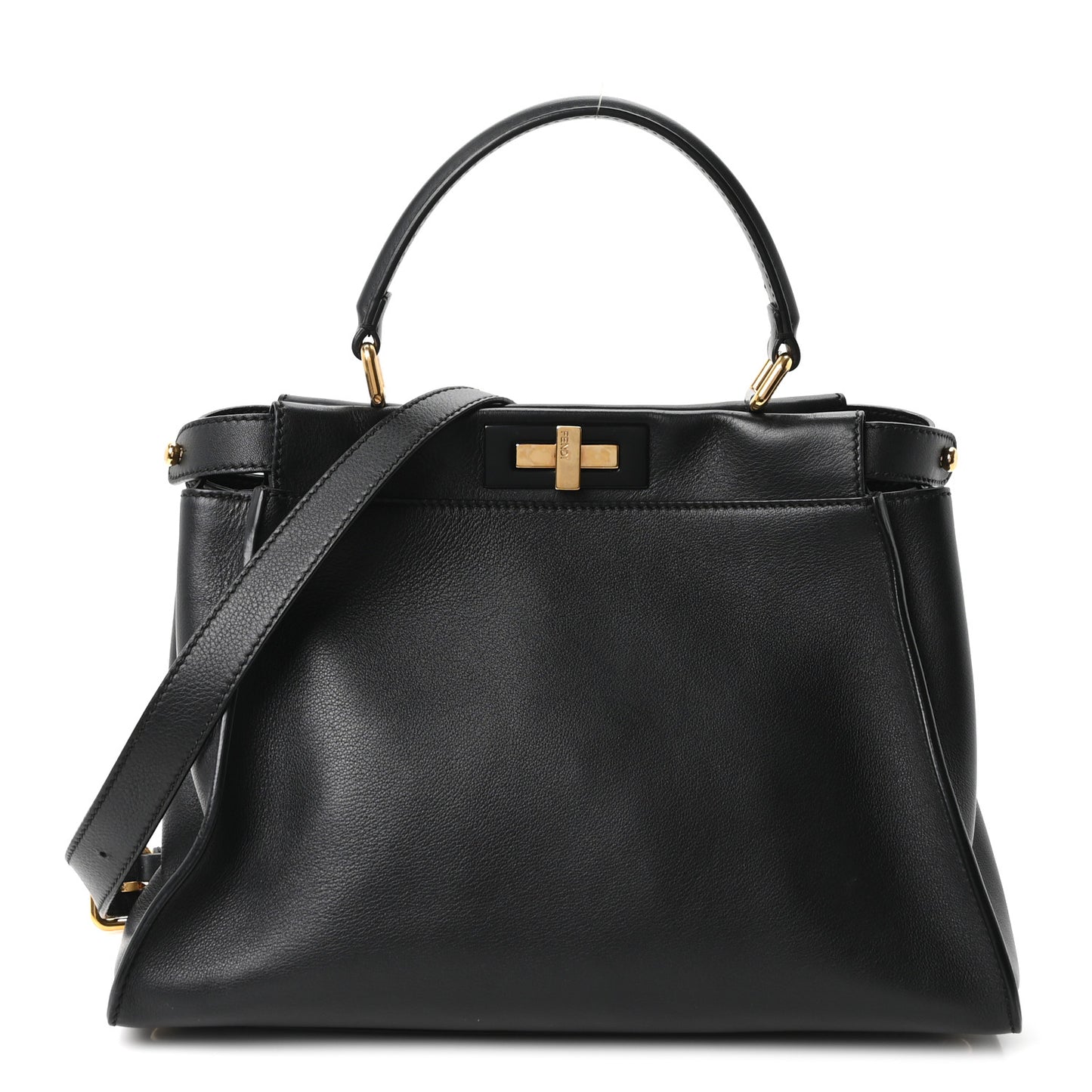 Vitello Seta Shiny Nappa Medium Peekaboo Iconic Satchel Black