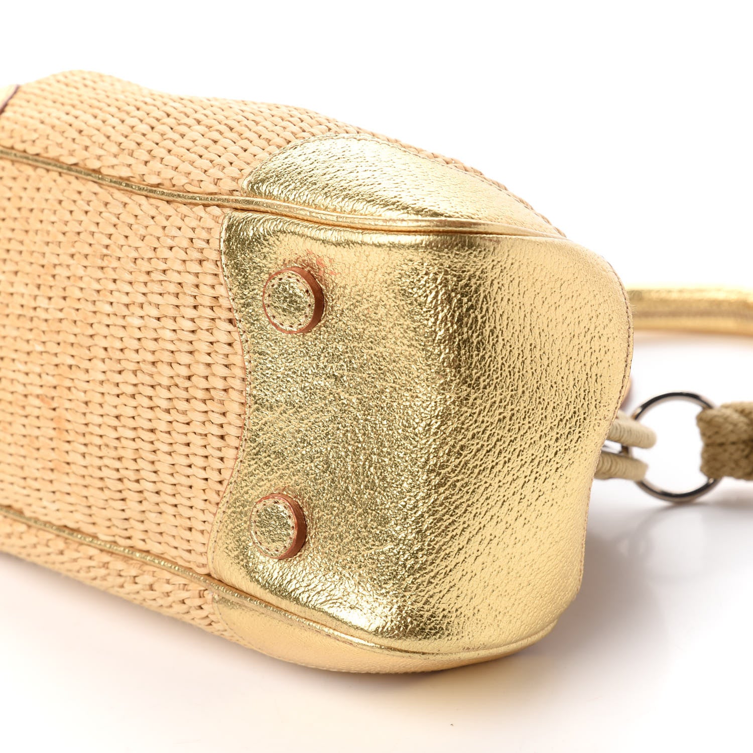 Prada Paglia Cinghiale Frame Satchel Naturale Oro 7 of 12