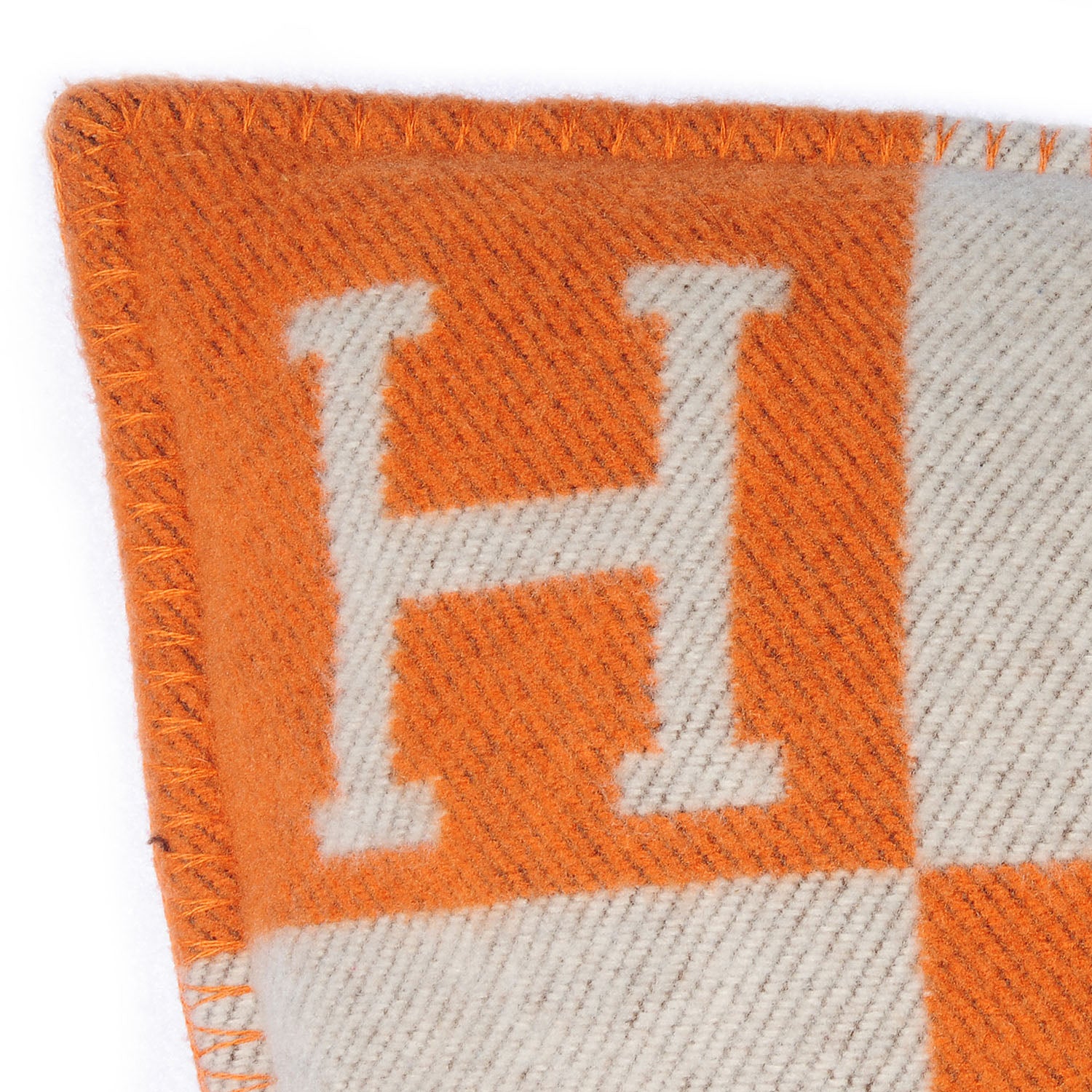 Hermes Wool Cashmere Avalon Cushion PM Ecru Pumpkin 4 of 8