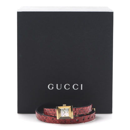Gucci Stainless Steel Lizard Mother of Pearl 14mm G-Frame Square Double Wrap Quartz Watch 7 of 7