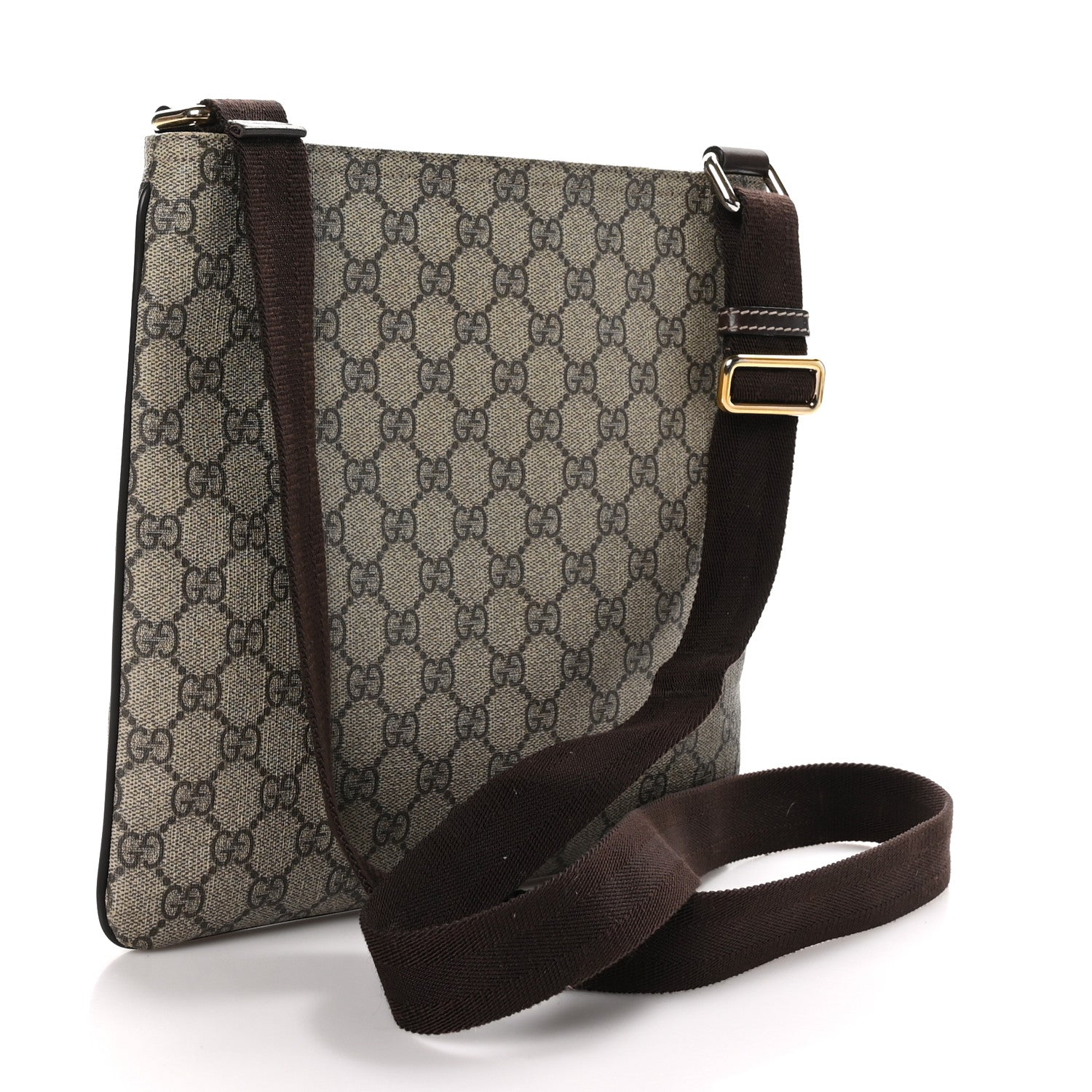 Gucci GG Supreme Monogram Flat Messenger Bag Brown 3 of 10