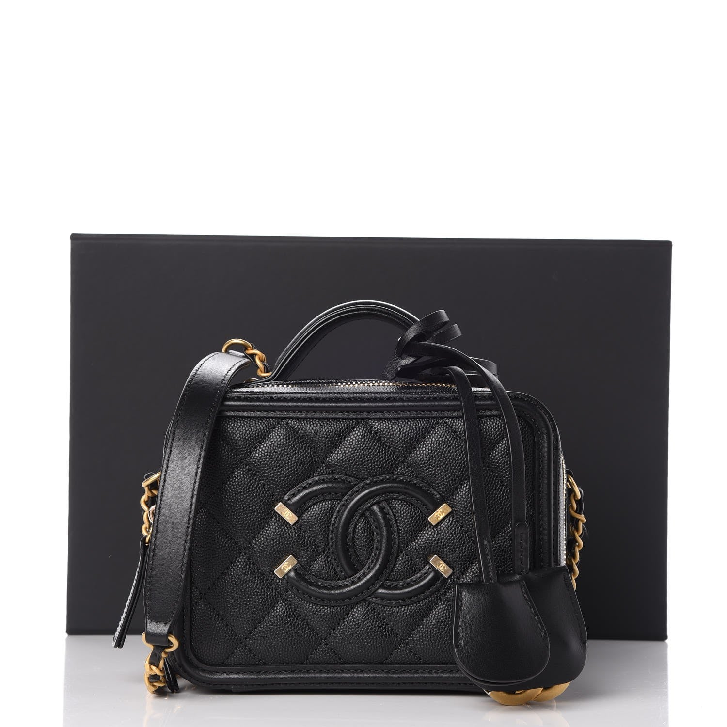 Chanel Caviar Quilted Small CC Filigree Vanity Case Black 8 of 9