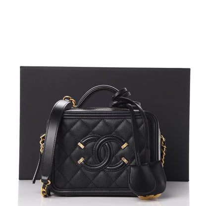 Chanel Caviar Quilted Small CC Filigree Vanity Case Black 8 of 9