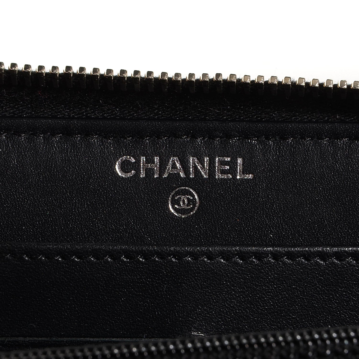 Chanel Glittered Calfskin Quilted Large Gusset Zip Wallet Black 7 of 8