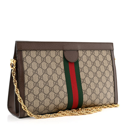 Gucci GG Supreme Monogram Web Medium Ophidia Chain Shoulder Bag Brown 2 of 12