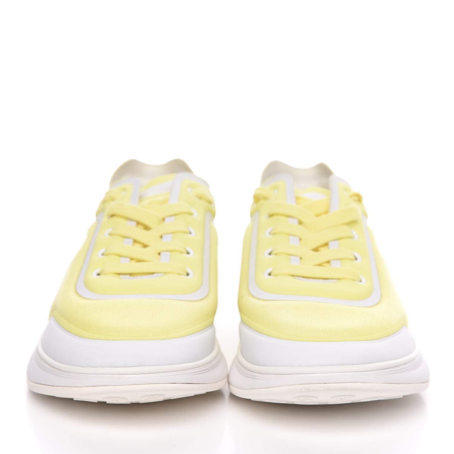 Chanel Calfskin Mesh Lycra Logo Sneakers 41 Yellow 2 of 8