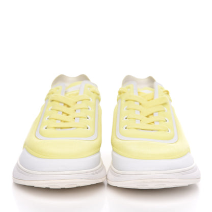 Chanel Calfskin Mesh Lycra Logo Sneakers 41 Yellow 2 of 8