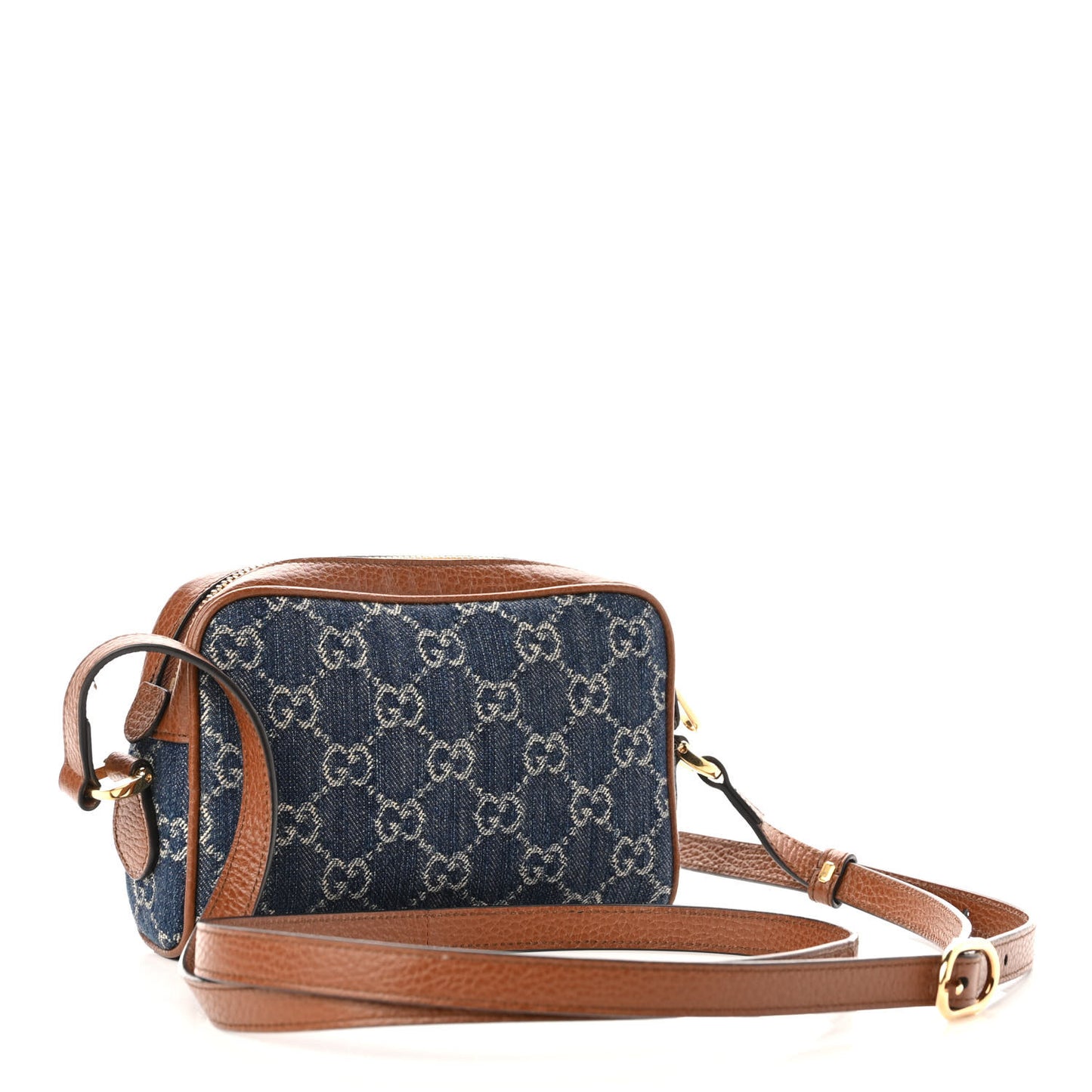 New Denim GG Monogram Dollar Calfskin Mini Ophidia Shoulder Bag Blue Tea Cuir Epilog