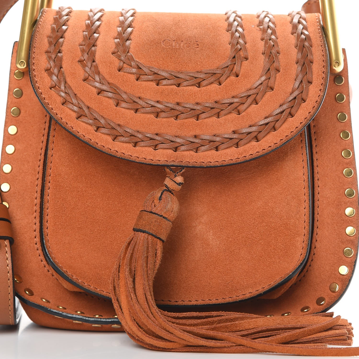 Chloe Suede Calfskin Braided Mini Hudson Shoulder Bag Caramel 8 of 15