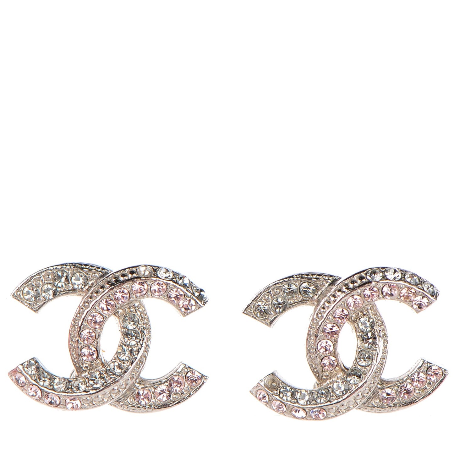 Crystal CC Earrings Silver Pink