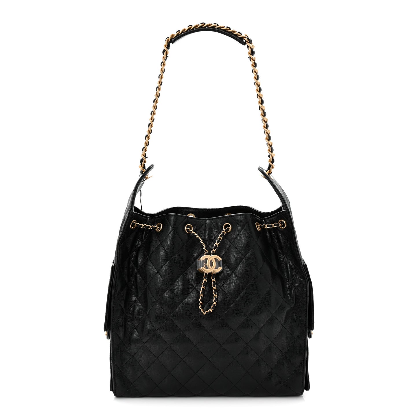 Caviar Quilted Medium Chanel 25 Handbag Black