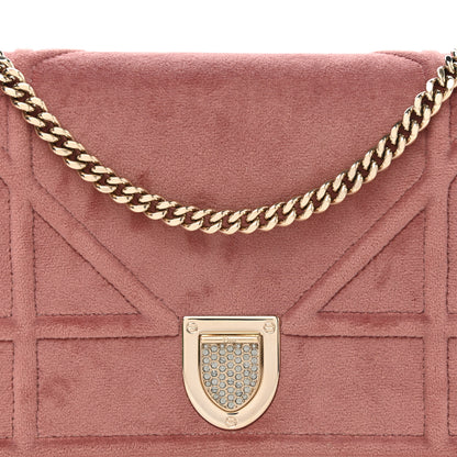 Christian Dior Velvet Diorama Wallet on Chain Pouch Pink 8 of 11