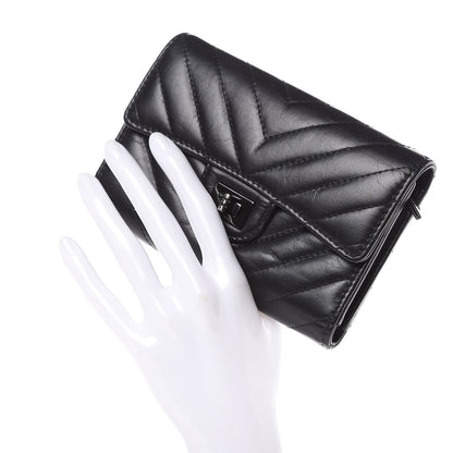 Chanel Aged Calfskin Chevron Quilted Reissue Medium Flap Wallet So Black 2 of 11