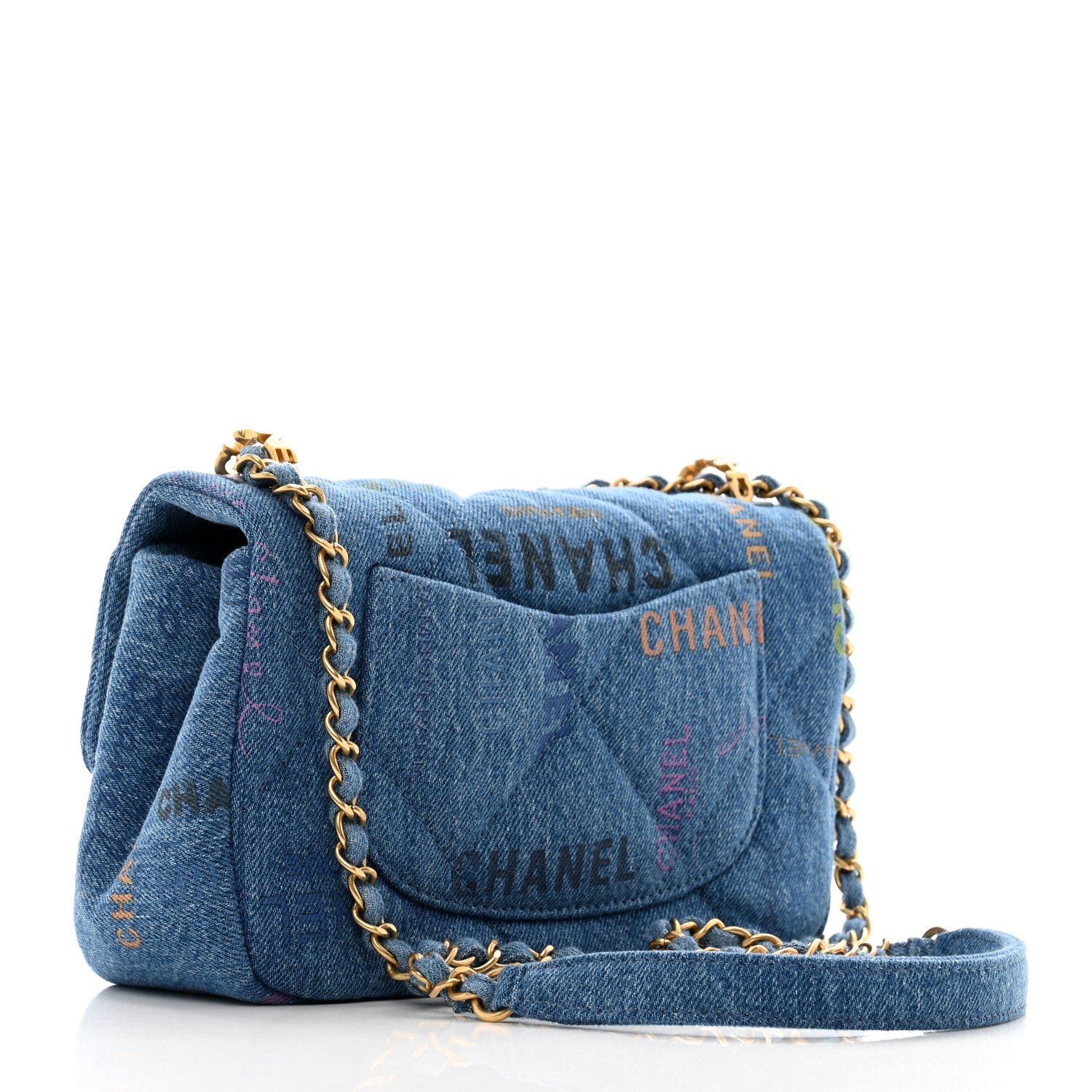 Chanel Denim Quilted Mini Denim Mood Rectangular Flap Blue Multicolor 3 of 10