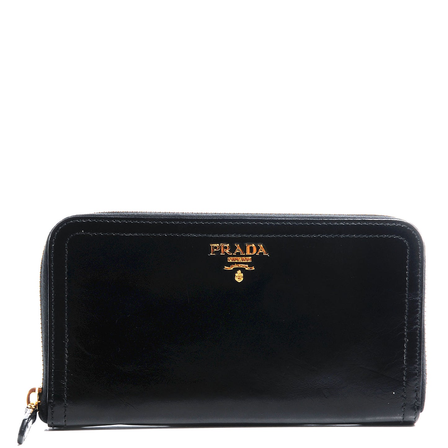 Vitello Shine Zip Around Wallet Nero Black