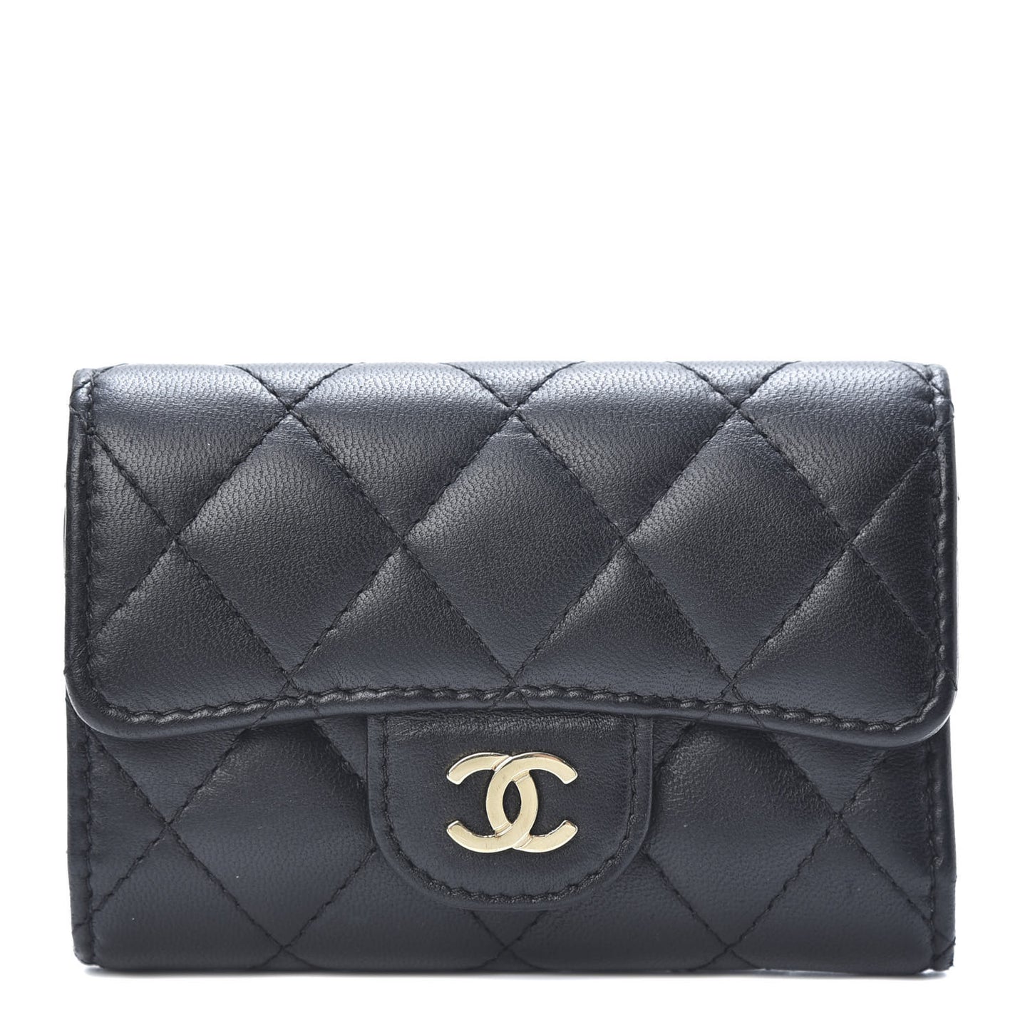 Lambskin Quilted 4 Key Holder Black