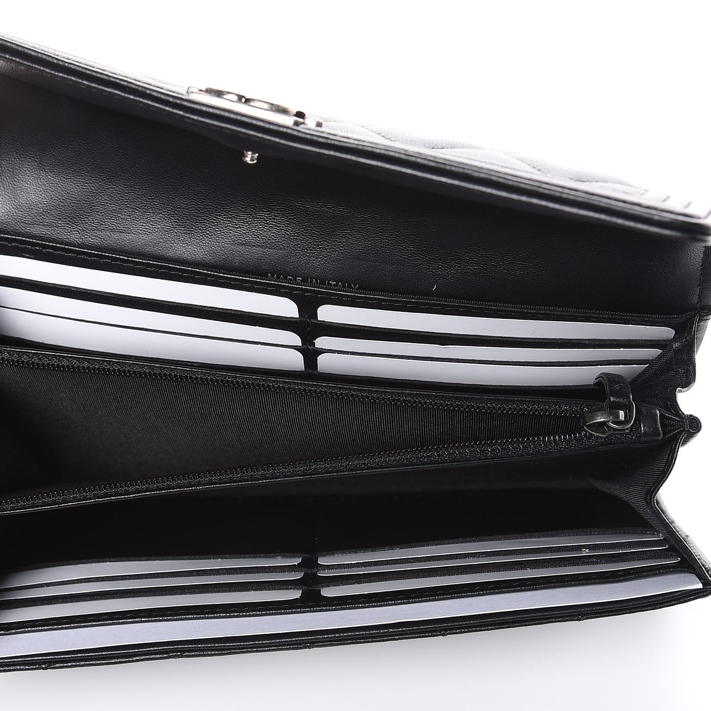 Lambskin Quilted Boy Flap Wallet Black