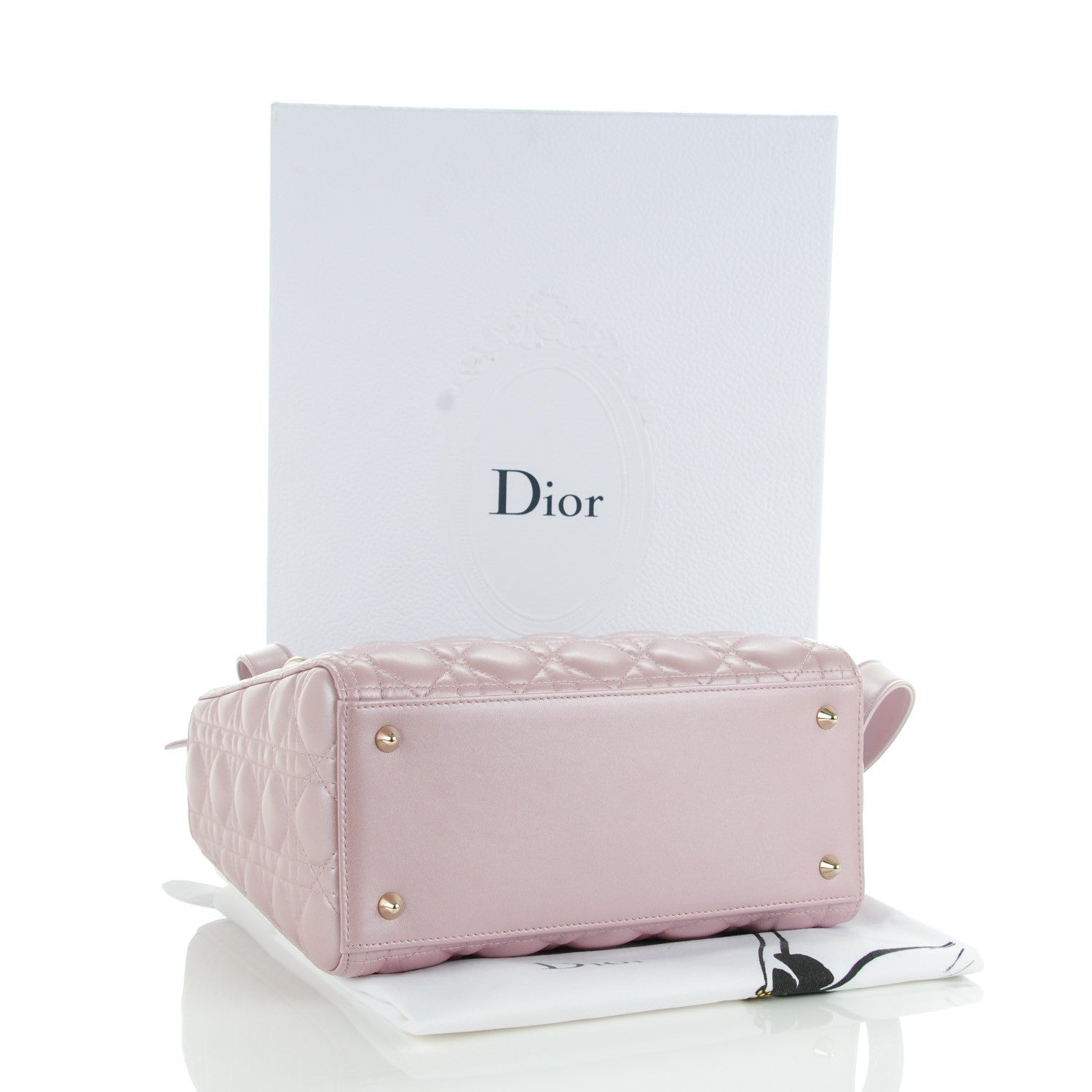 Christian Dior Pearly Lambskin Cannage Medium Lady Dior Lotus 4 of 7