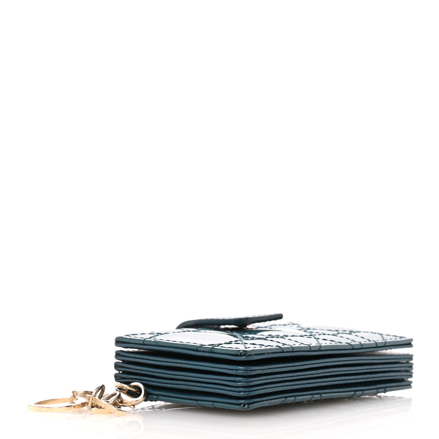 Patent Cannage Lady Dior 5 Gusset Card Holder Turquoise