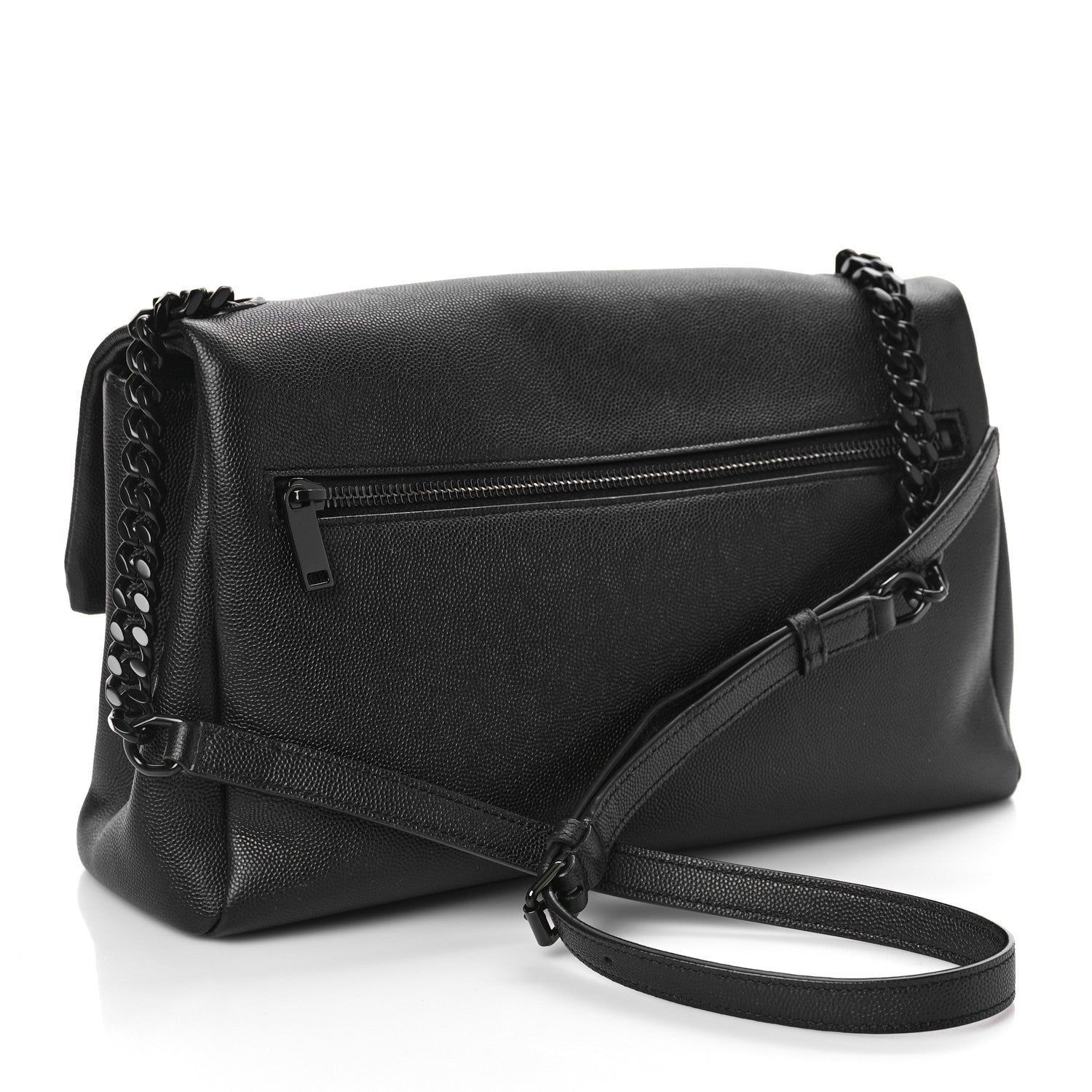 Saint Laurent Grain De Poudre Medium West Hollywood Monogram Fold-Over Black 3 of 8