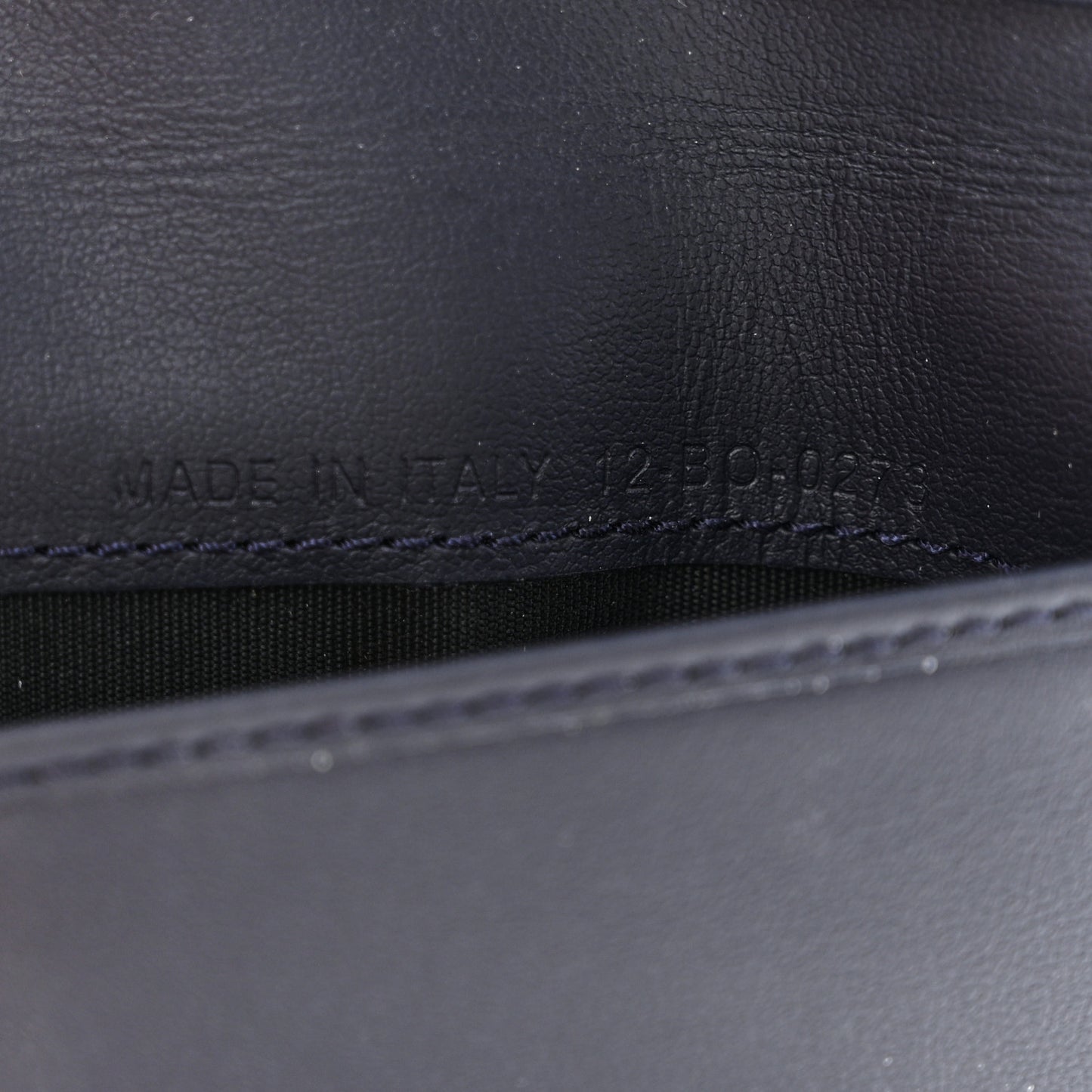 Calfskin CD Diamond Canvas Bi-Fold Card Holder Navy