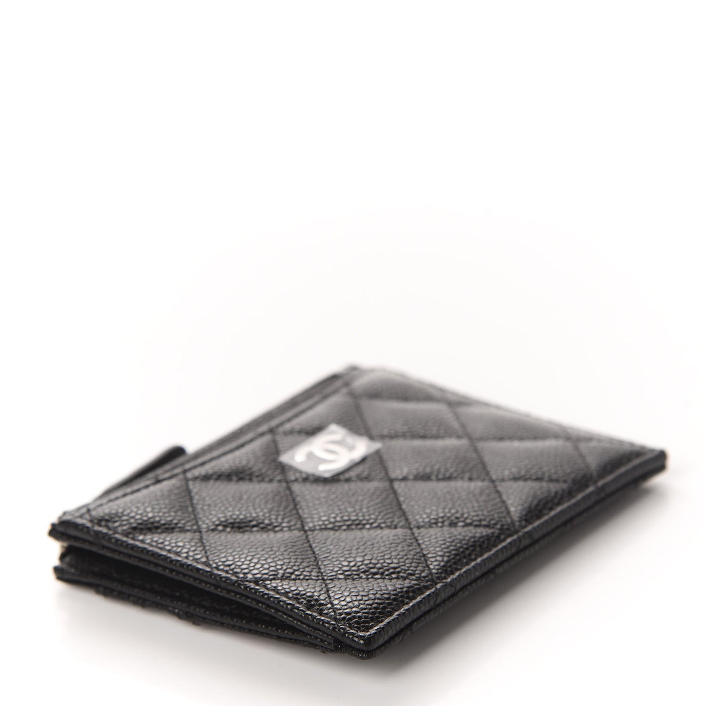 Caviar Quilted CC Zip Card Holder Black
