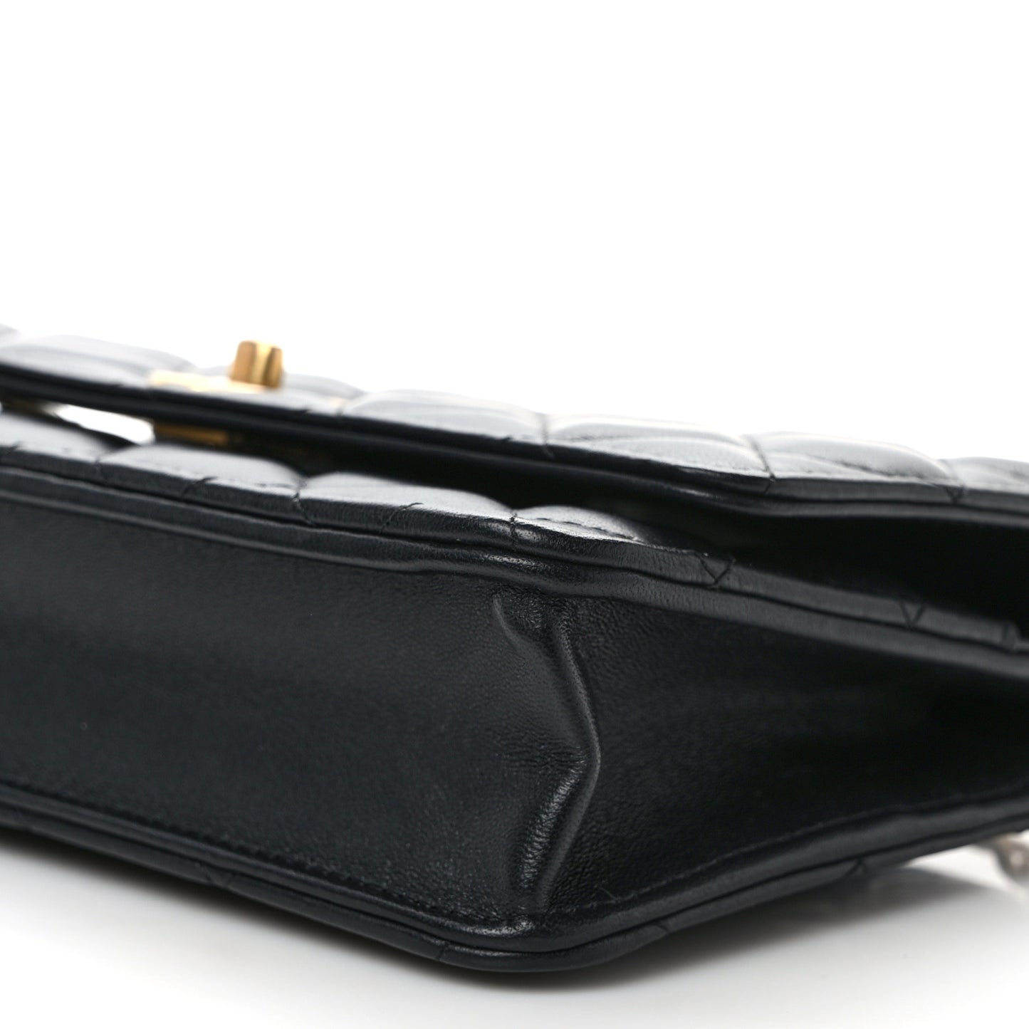 Lambskin Quilted Sweet Camellia Wallet on Chain WOC Black