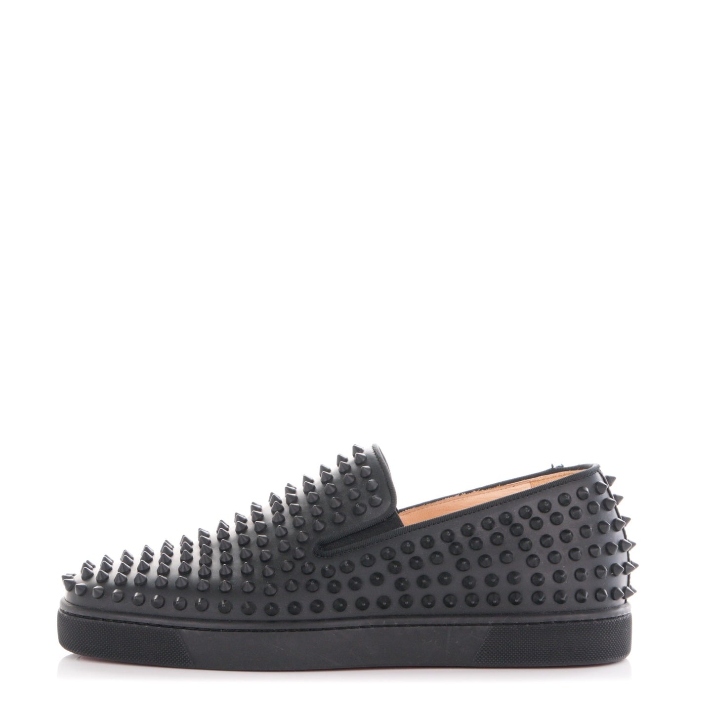 Mens Calfskin Spikes Roller Boat Flat 41 Black