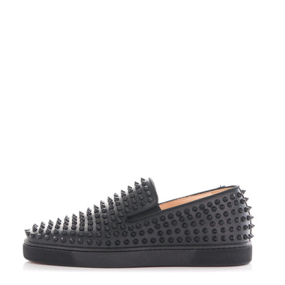 Christian Louboutin Mens Calfskin Spikes Roller Boat Flat 41 Black 1 of 9