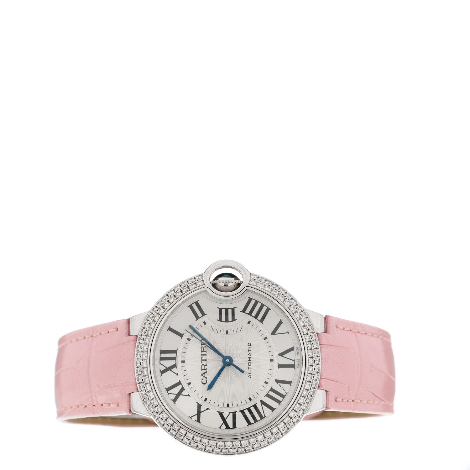 Cartier 18K White Gold Alligator Diamond Bezel 36mm Ballon Bleu De Cartier Automatic Watch 2 of 4