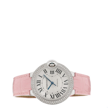 Cartier 18K White Gold Alligator Diamond Bezel 36mm Ballon Bleu De Cartier Automatic Watch 2 of 4