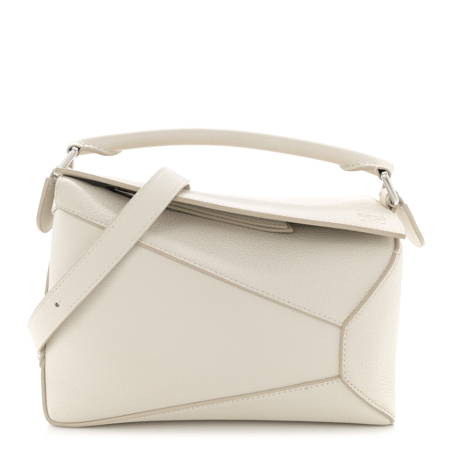 Loewe Soft Grained Calfskin Small Puzzle Edge Bag Soft White 1 of 13