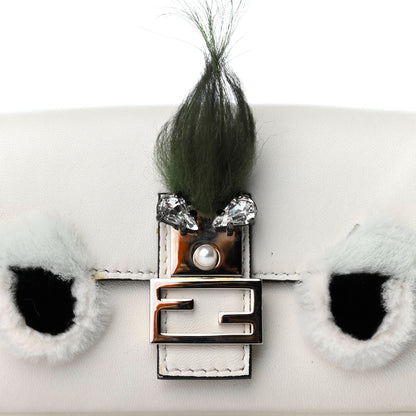Fendi Calfskin Fox Mink Fur Monster Micro Baguette White 9 of 9