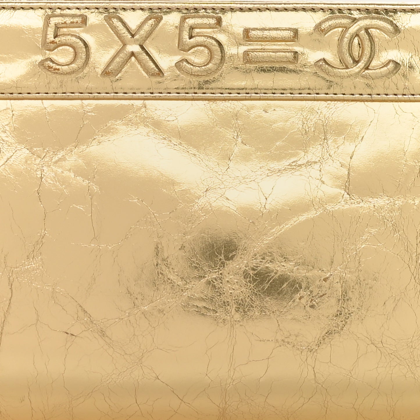 Metallic Lambskin Tweed We Need 5x5=CC Clutch Gold