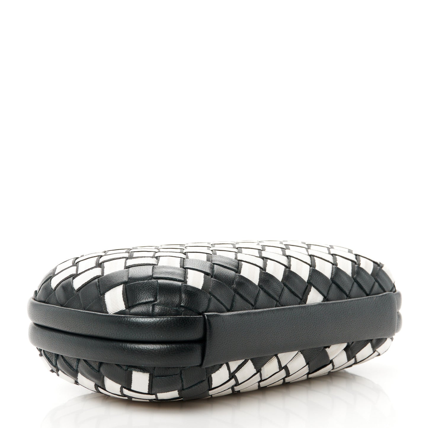 Nylon Nappa Intrecciato Knot Clutch Black White